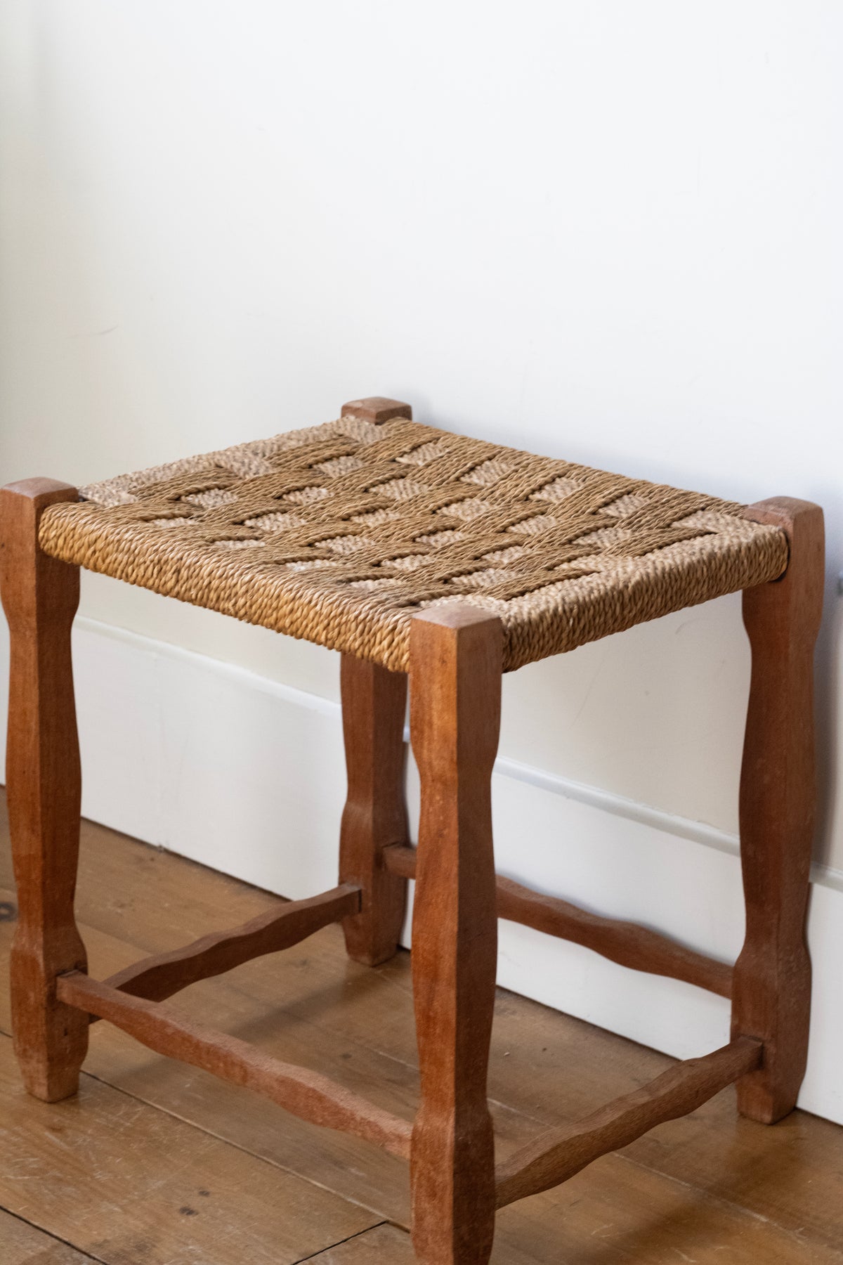 Woven Top Wooden Stool
