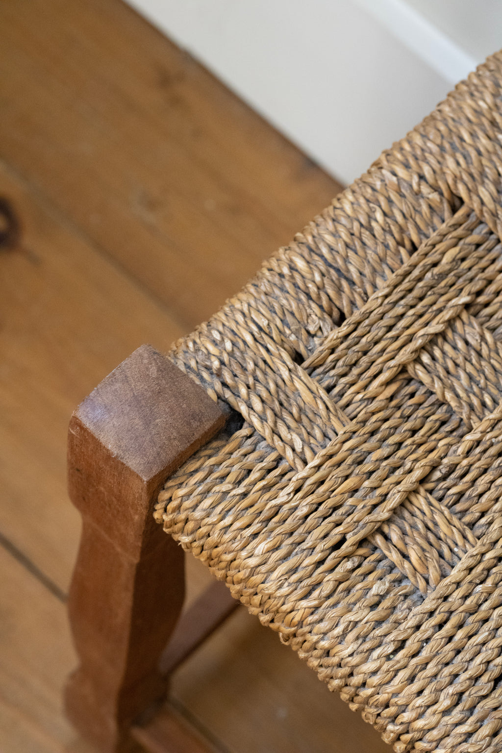 Woven Top Wooden Stool