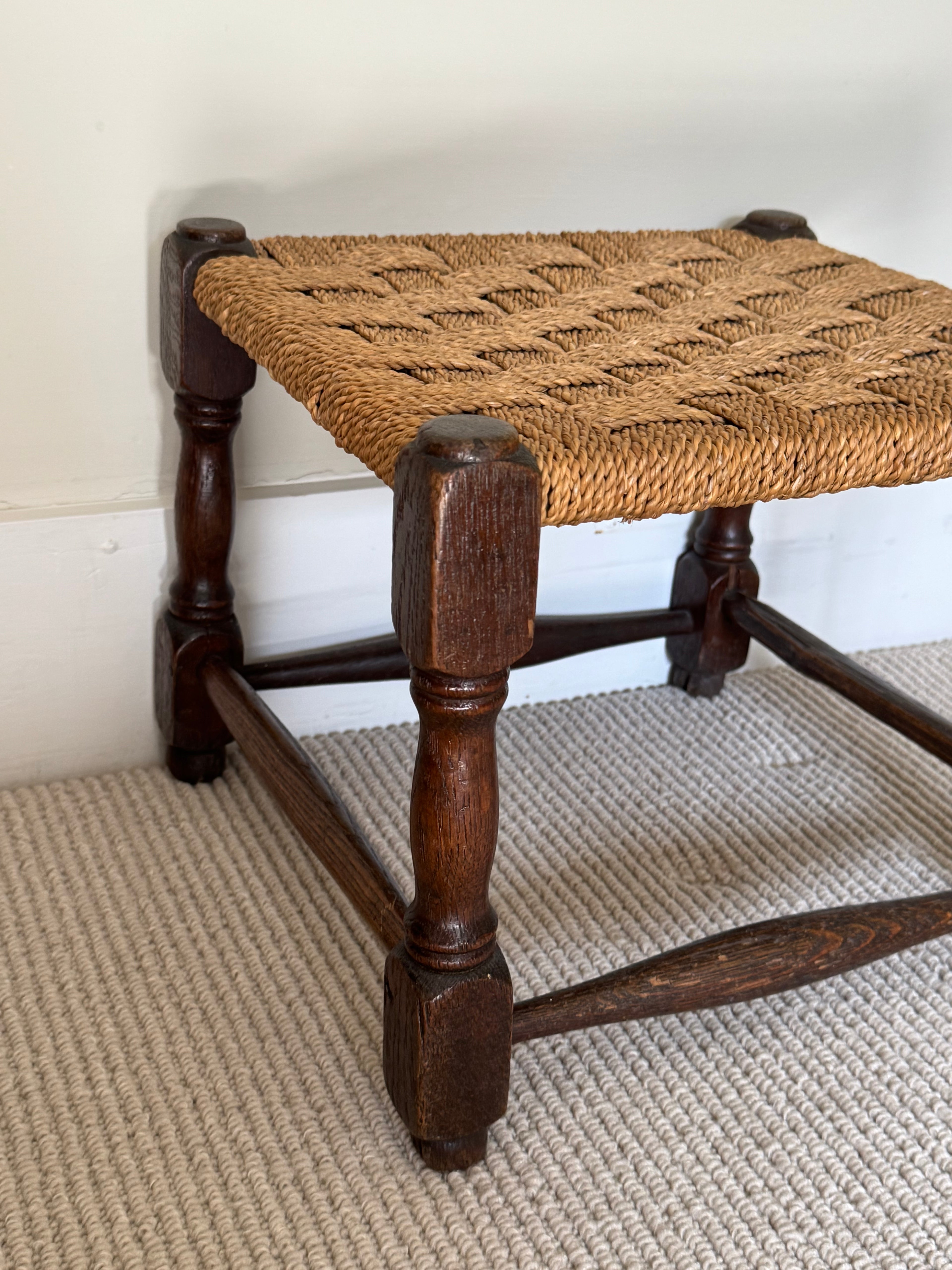 Wooden Woven Top Stool