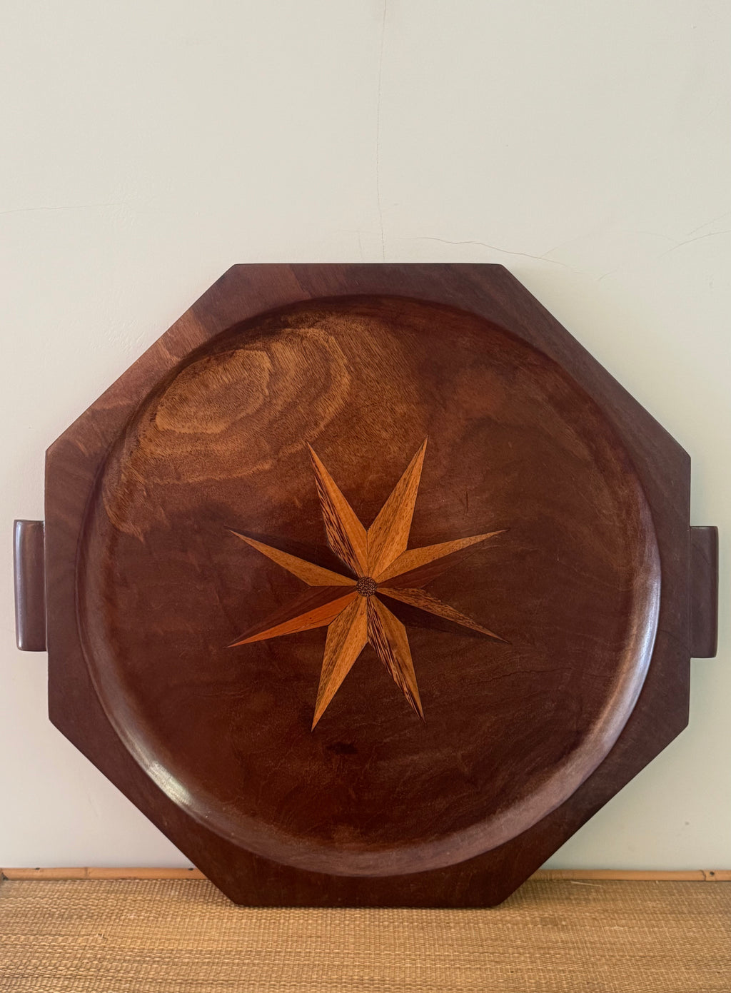 Wooden Sunburst Inlaid Tray