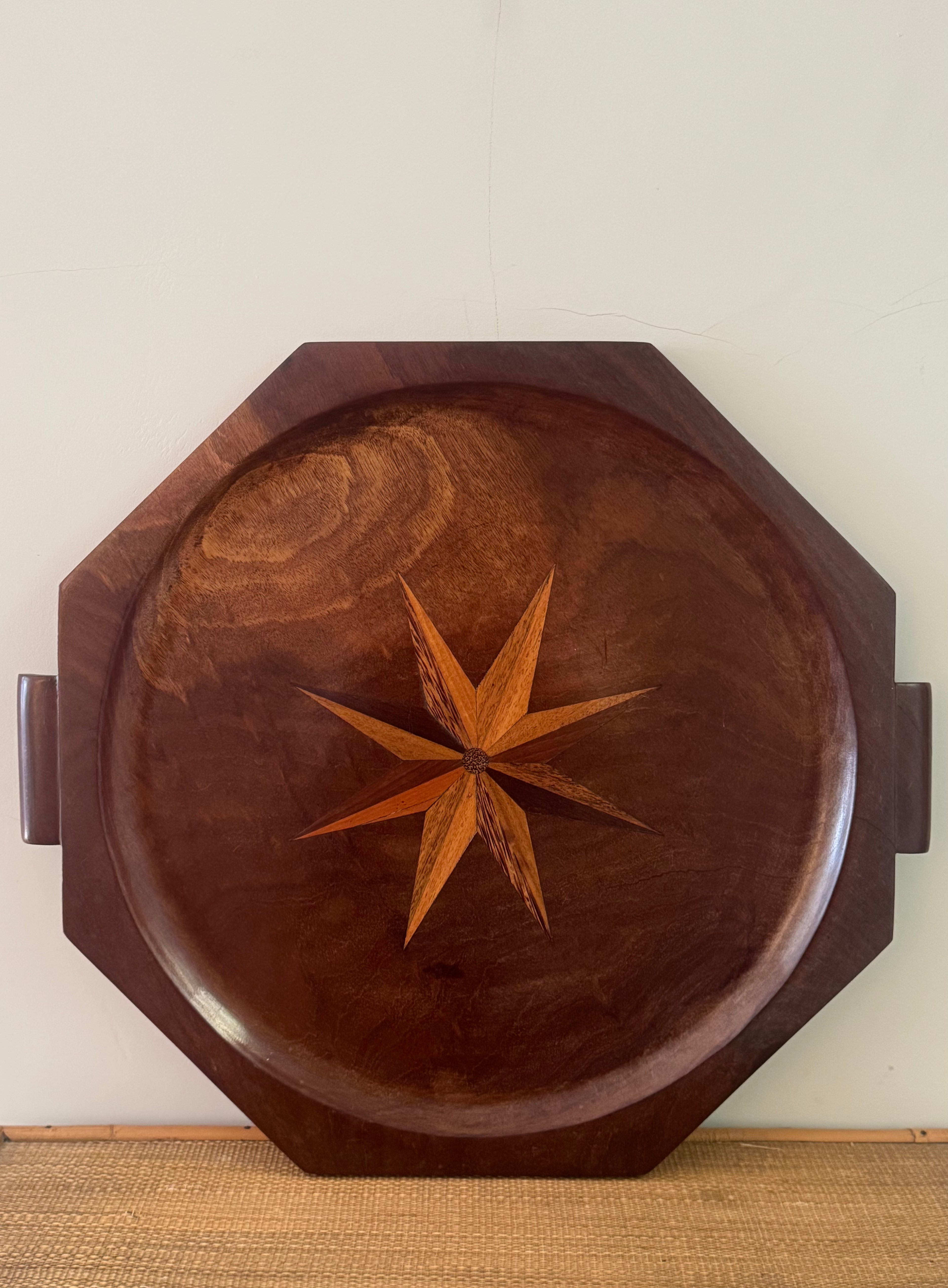 Wooden Sunburst Inlaid Tray