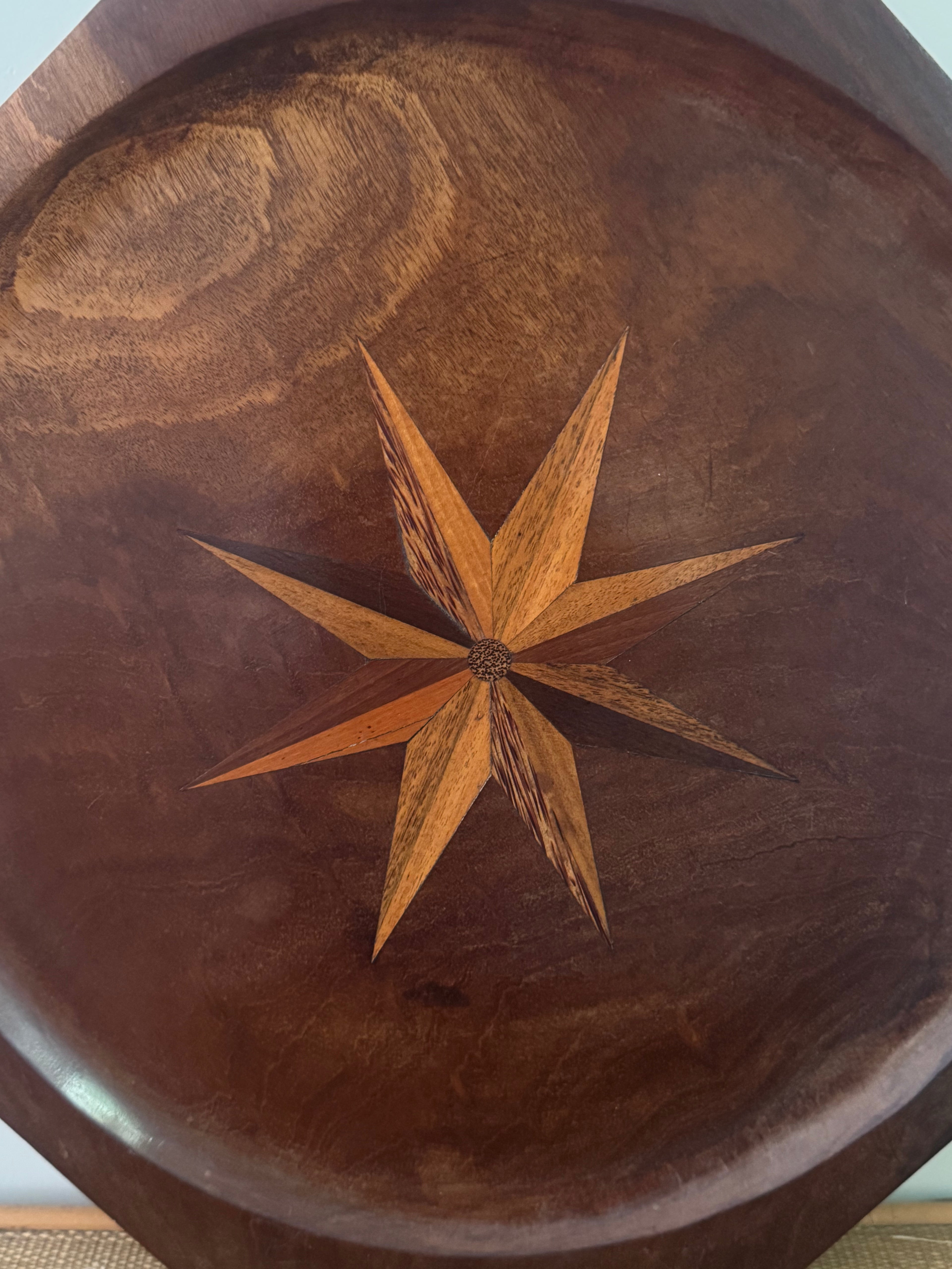 Wooden Sunburst Inlaid Tray