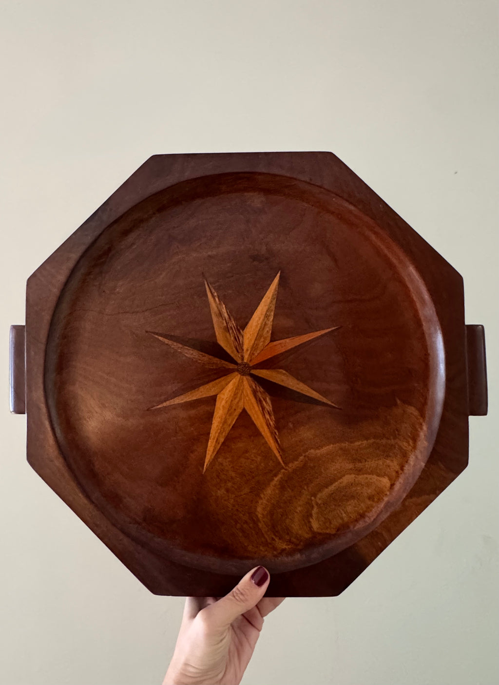 Wooden Sunburst Inlaid Tray