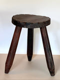 FRENCH BRUTALIST WOODEN STOOL