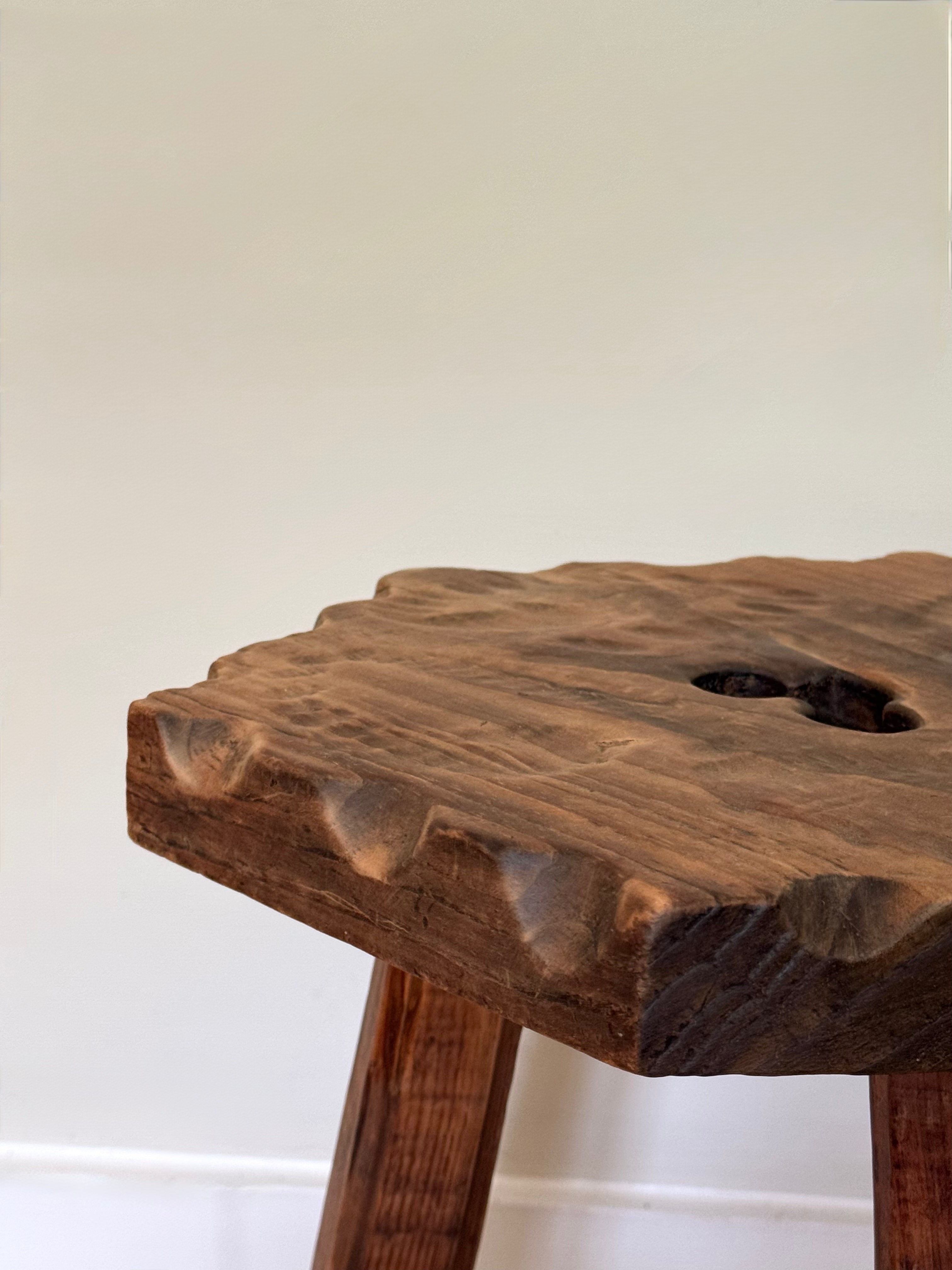 Traditional Wooden Tripod Clover Stool