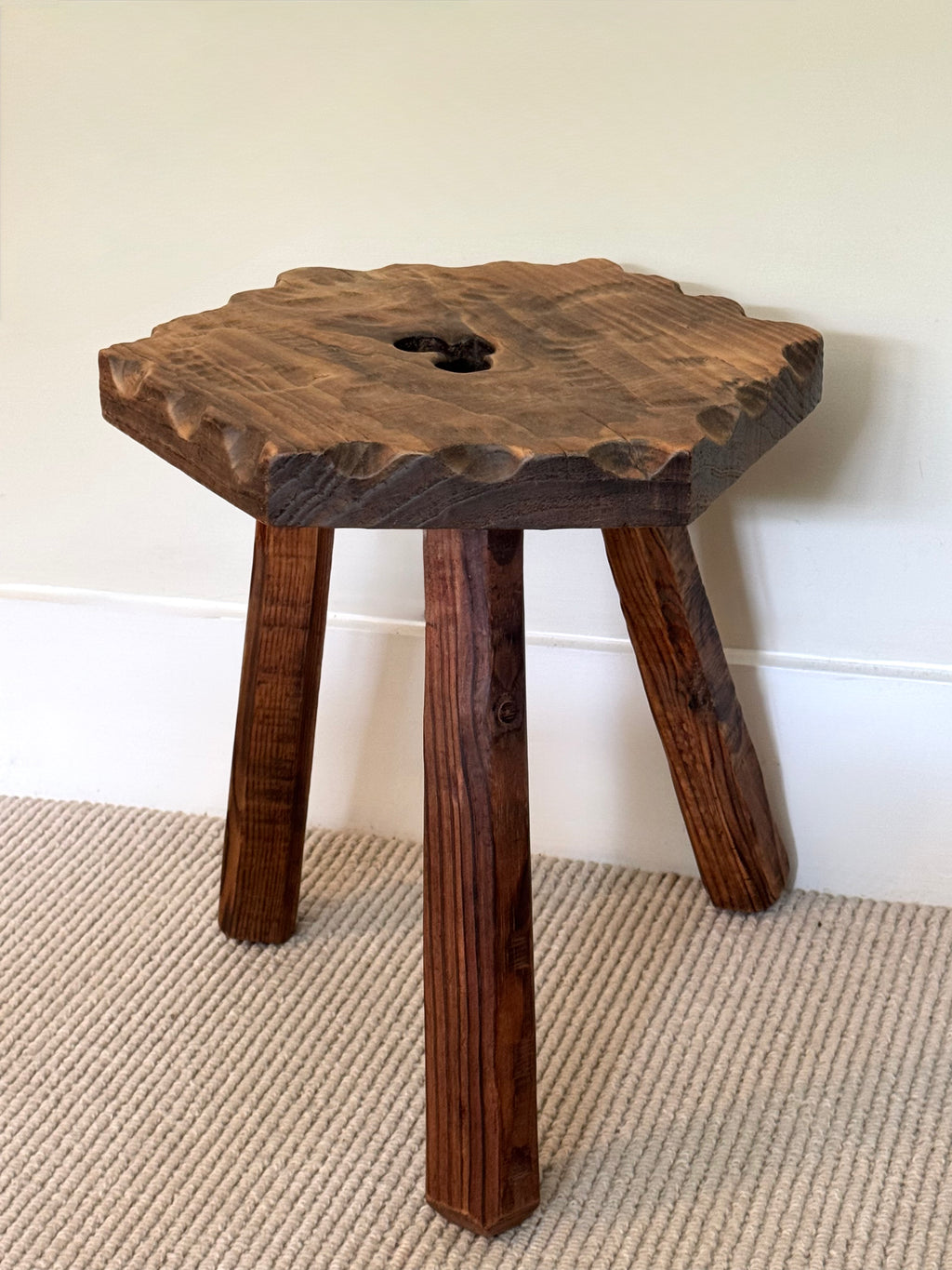 Traditional Wooden Tripod Clover Stool
