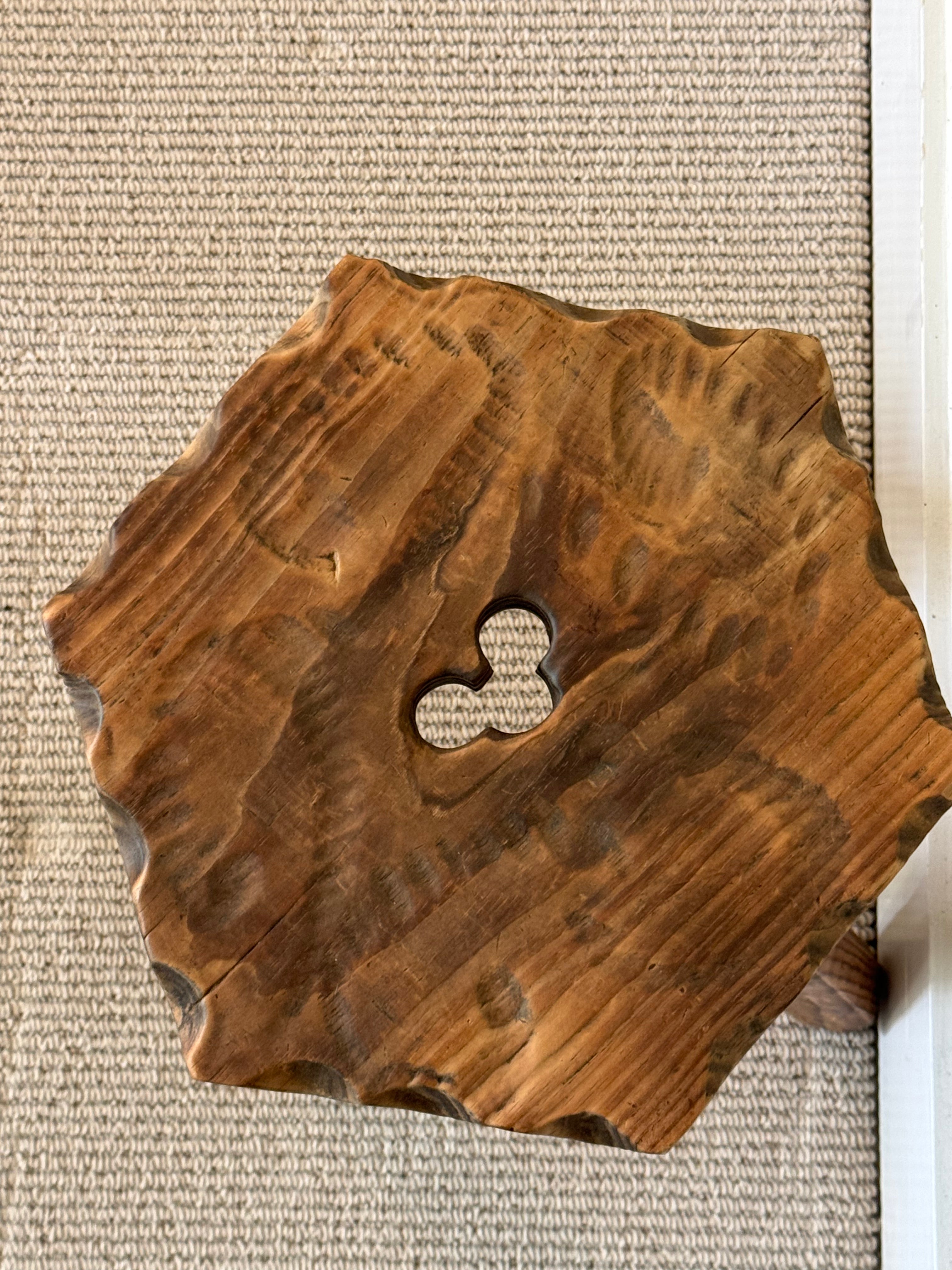 Traditional Wooden Tripod Clover Stool