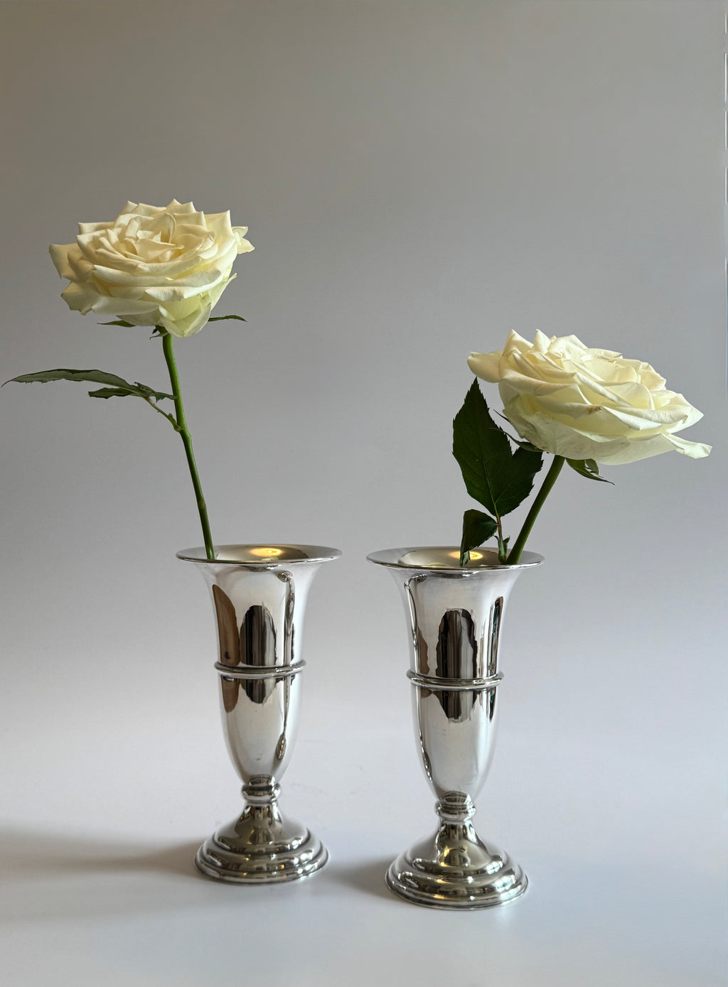 Pair Of Silver Plated Bud Vases
