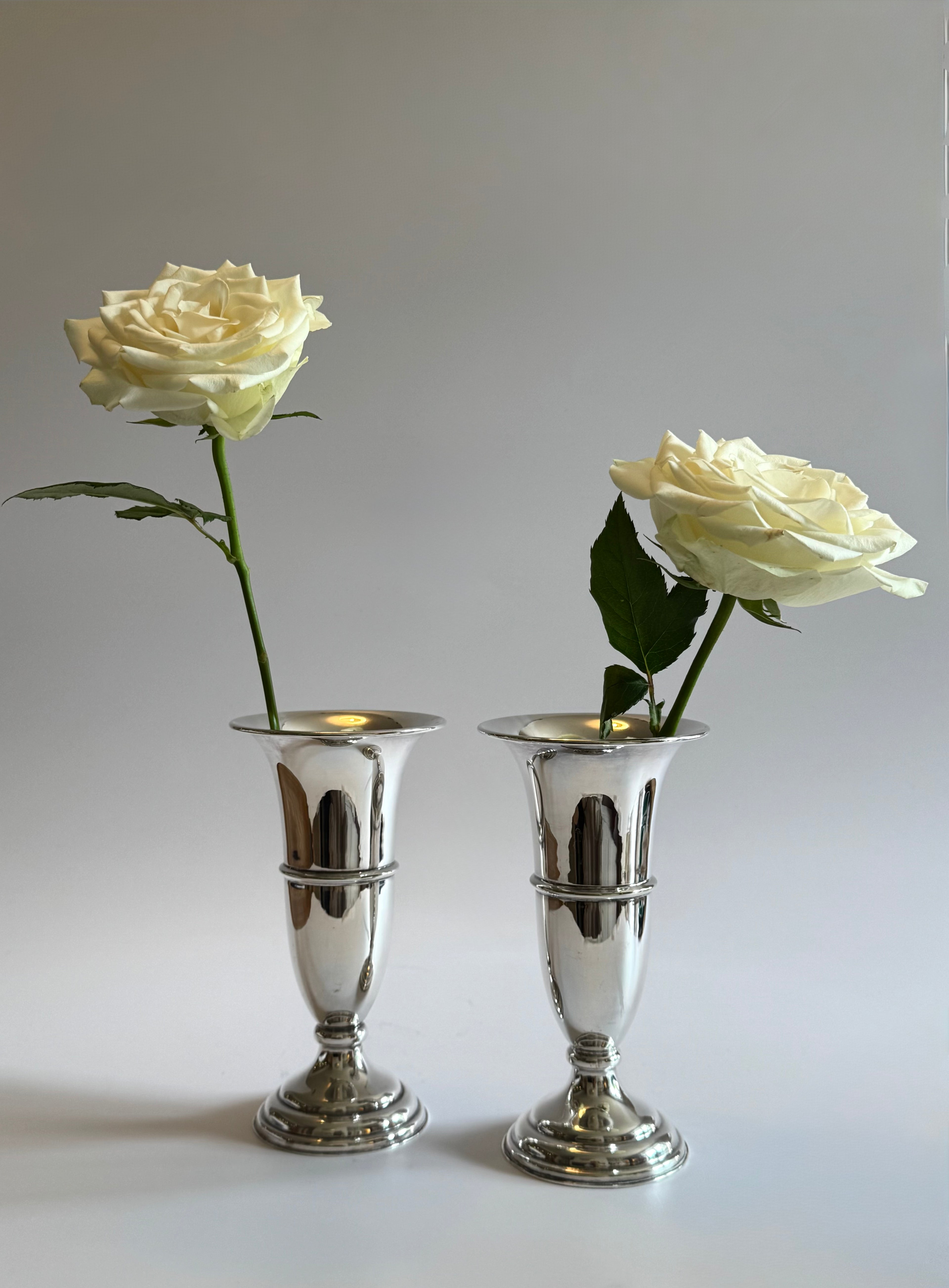 Pair Of Silver Plated Bud Vases