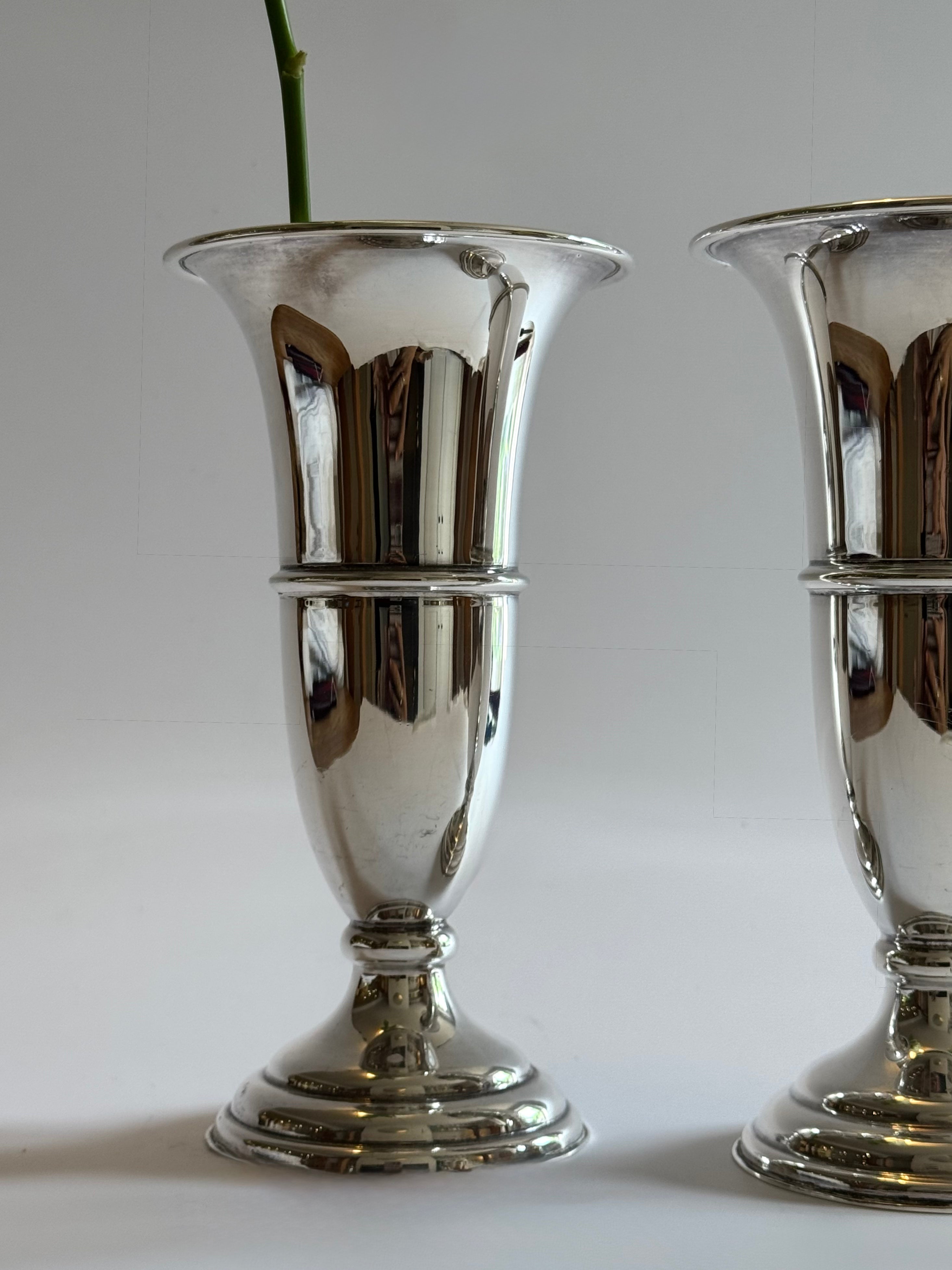 Pair Of Silver Plated Bud Vases