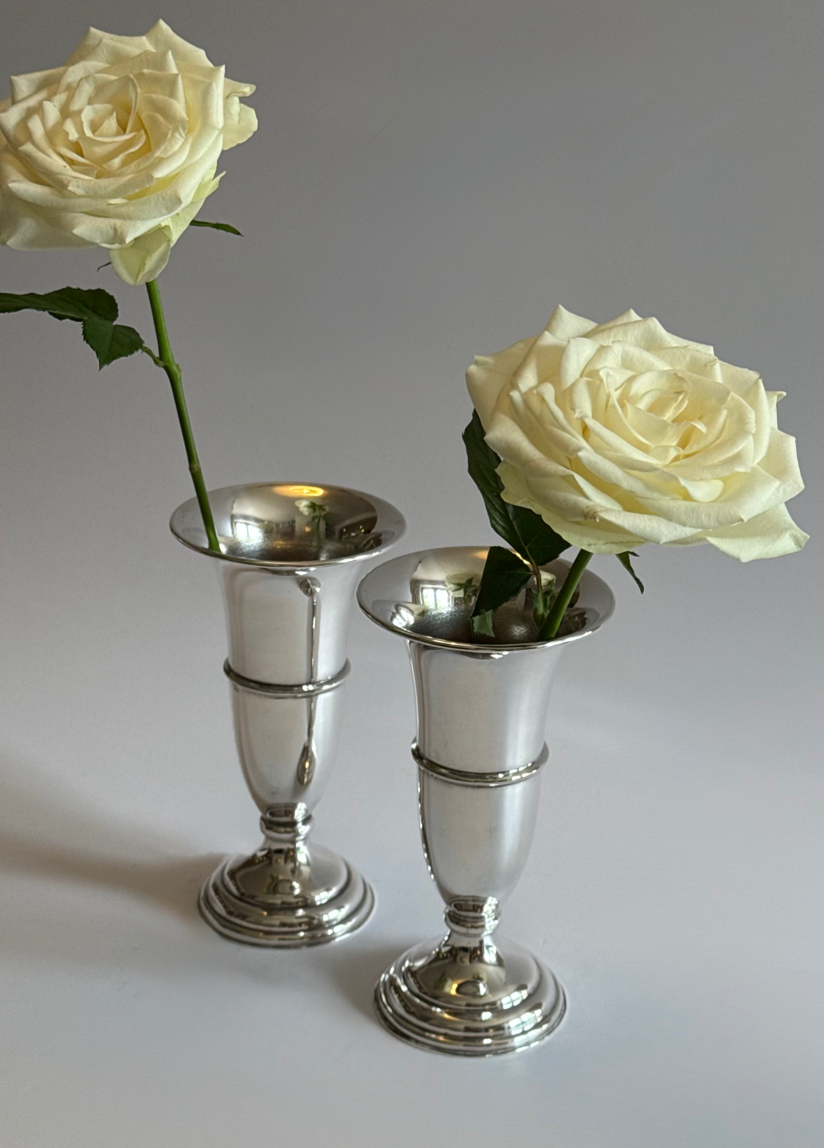 Pair Of Silver Plated Bud Vases