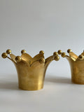 Vintage Brass Crown Candle Holders