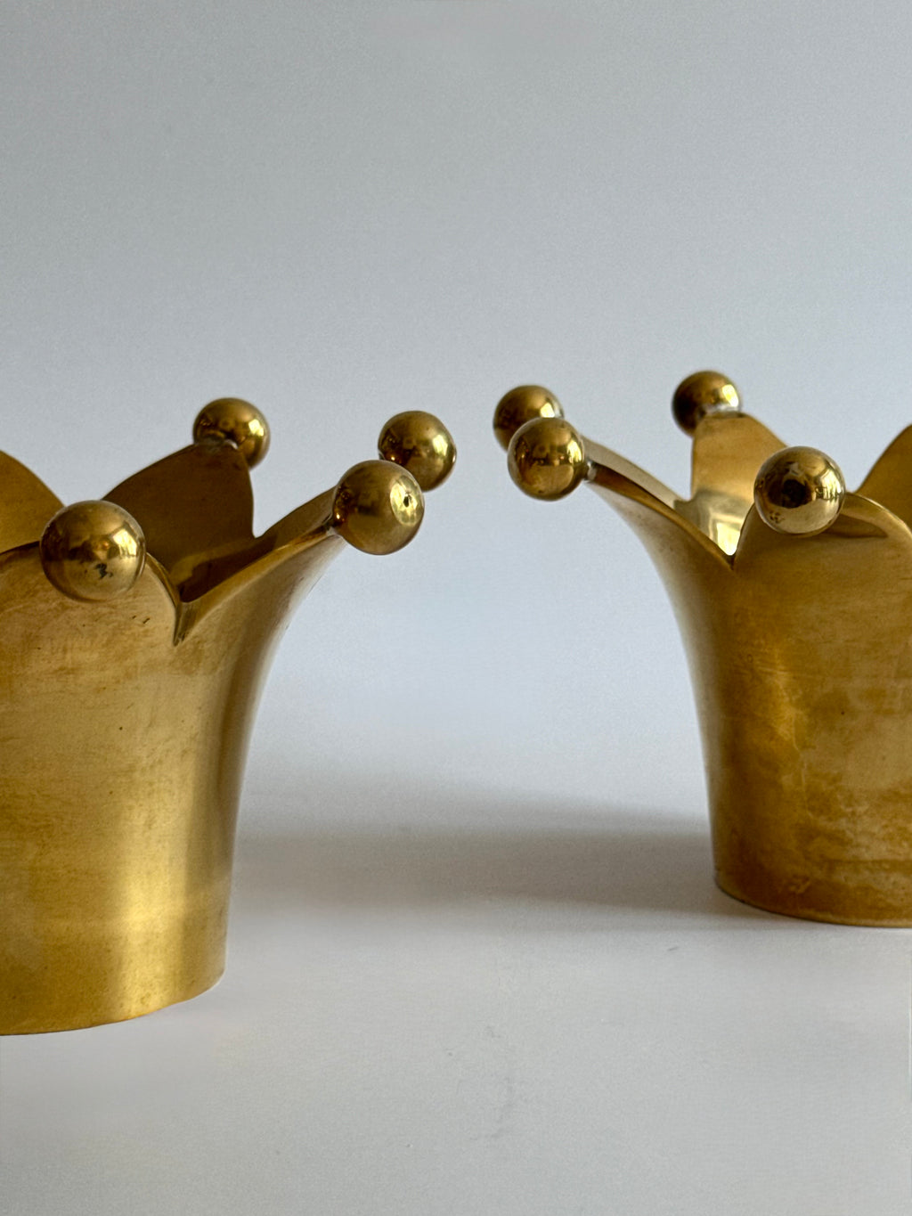 Vintage Brass Crown Candle Holders