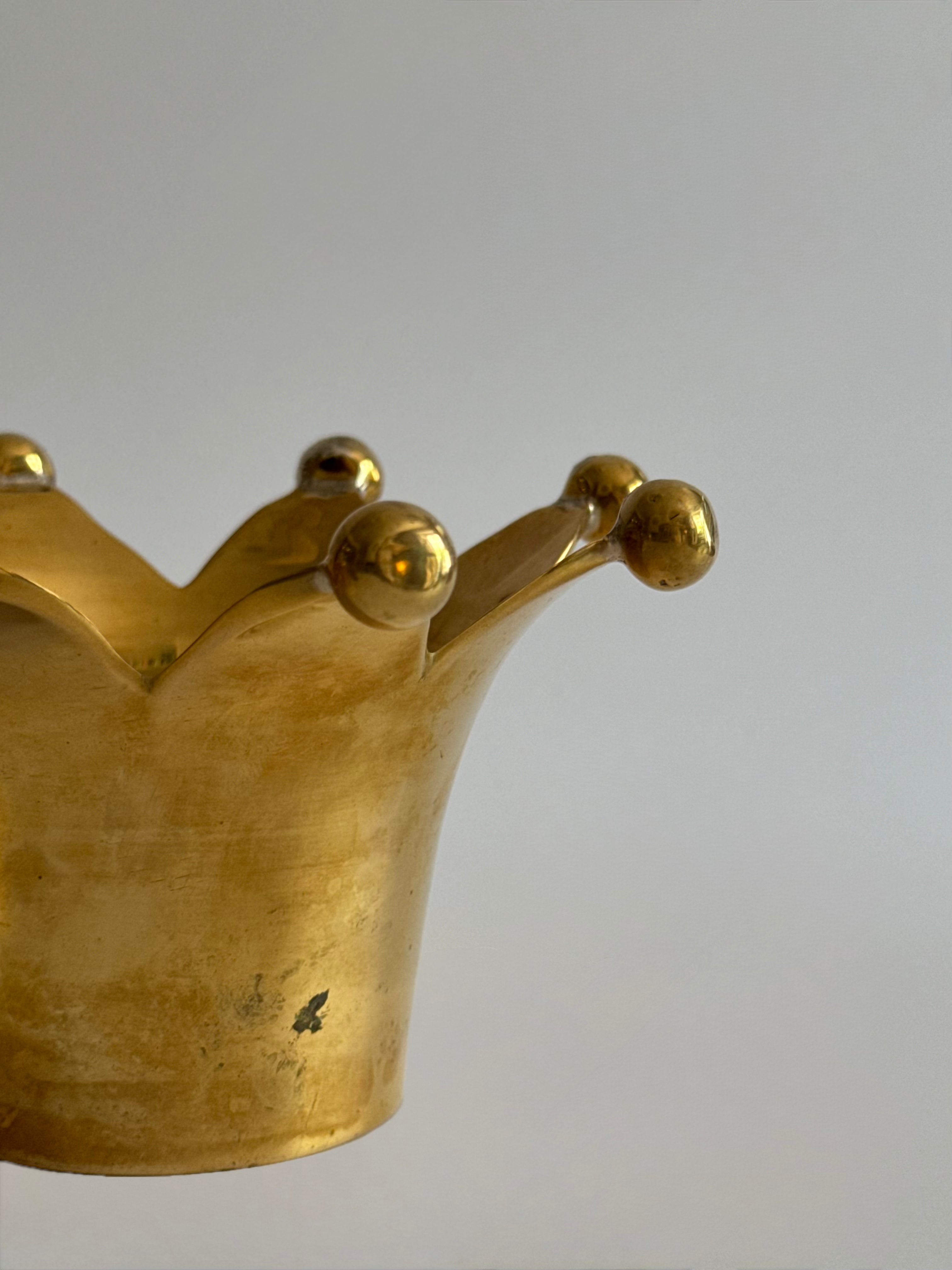 Vintage Brass Crown Candle Holders