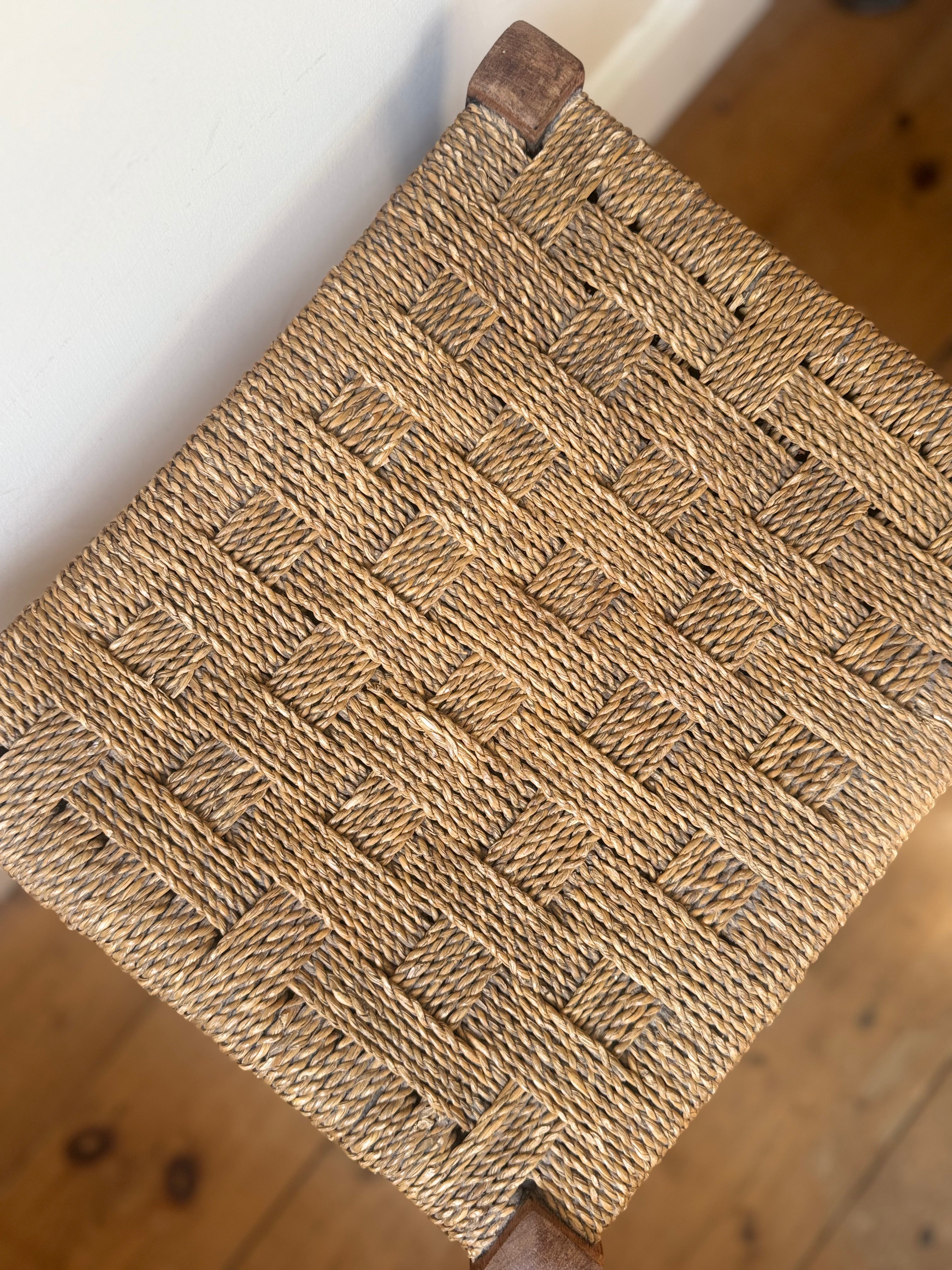 Woven Top Wooden Stool