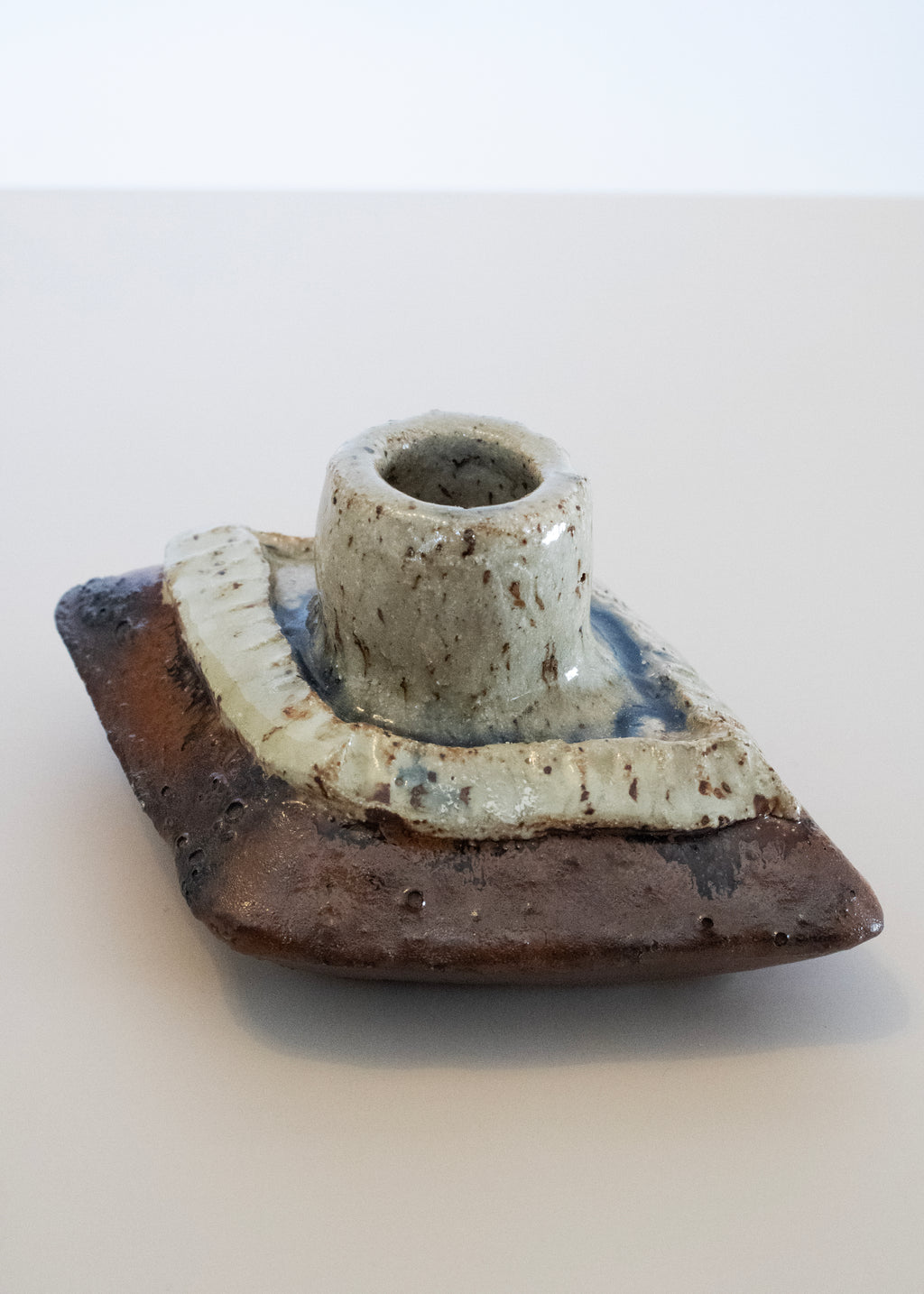 Brutalist Studio Pottery Candle Holder